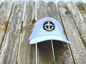 Anchor Black Patch White Rope Hat
