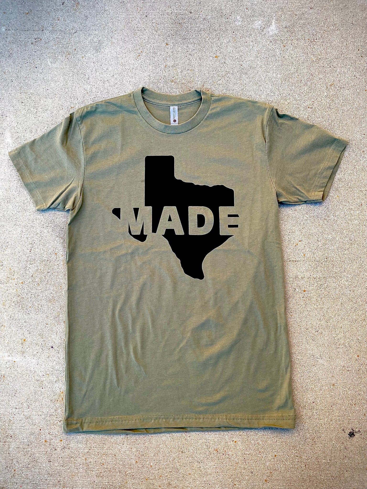 Tx Made Outline Military Green T