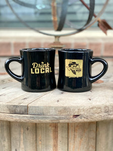 Black&Metallic Gold  Drink Local/Skull Cowboy Coffee Mug
