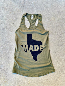 Tx Made Outline Military Green RacerBack