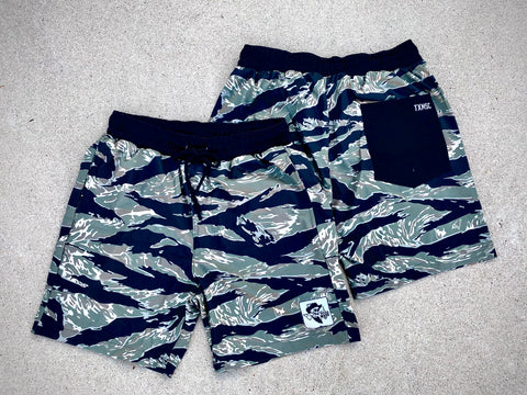 Skull Cowboy Tiger Stripe Camo Boardshorts