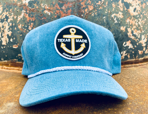 Anchor Black Patch on Sky Blue Rope Hat